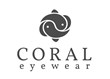 珊瑚眼镜的标志在白色背景上的灰色文字